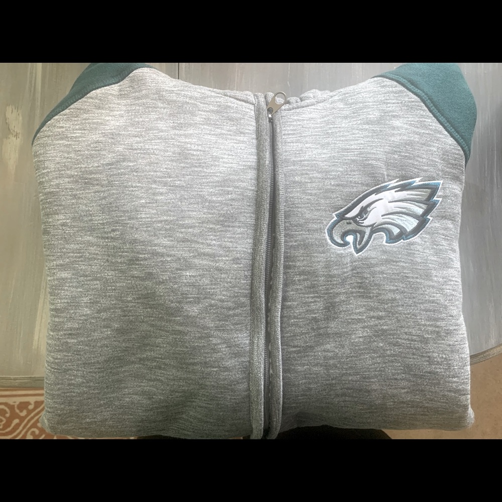 Gray & Green Eagles hoodie w/ fur-like lining